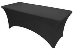 8 Ft Spandex Fitted Stretch Tablecloth Rectangular Table Cover Wedding Banquet Party (Black, 8 Ft)