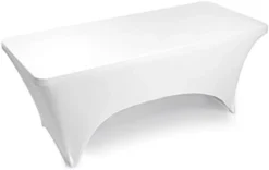 - 4' Fitted Stretch Tablecloth For 48" X 24" Rectangular Table - Wedding/Banquet/Trade Show - Spandex Cloth Fabric Cover - Black -Kitchen Island Sale 21BCQ 1FumL. AC