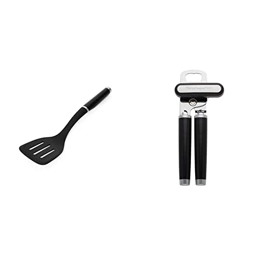 KitchenAid Classic Slotted Turner, One Size, Black 2, 13.66-Inch & Classic Multifunction Can Opener/Bottle Opener, 8.34-Inch, Black 1 KitchenAid Classic Slotted Turner, One Size, Black 2, 13.66-Inch & Classic Multifunction Can Opener/Bottle Opener, 8.34-Inch, Black
