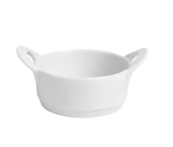 Pillivuyt , Toulouse, Individual Porcelain Cocotte, 4.25 Inch Diameter, Oven To Microwave