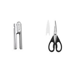 KitchenAid No Mess Multi Function Can Opener, One Size, Gray & All Purpose Shears With Protective Sheath, One Size, Black