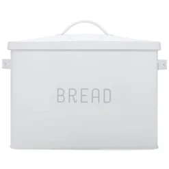 At & Jules Extra Large White 15 X 10 Metal Farmhouse Bread Box - Holds Two Full Loaves