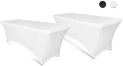 6ft Tablecloth Rectangular Spandex Linen - Black Table Cloth Fitted Cover For 6 Foot Folding Table, Wedding Linens Banquet Cloths Rectangle Covers (2 Pack) -Kitchen Island Sale 21Voc582zkL. AC