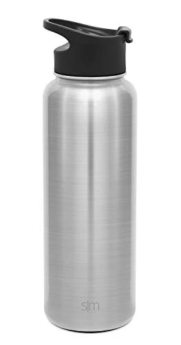 40oz Water Bottle, Insulated Reusable Wide Mouth Stainless Steel Metal Flask With Flip Lid, Simple Stainless 2 40oz Water Bottle, Insulated Reusable Wide Mouth Stainless Steel Metal Flask With Flip Lid, Simple Stainless - Image 2
