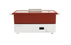 Doran Doran 3 In 1 Electric Skillet, Combo Multi Cooker, Rectangle Hot Pot Fryer Pan Griddle And Grill With Safe Nonstick Coating, Steady Heat, Glass Lid (red)