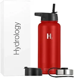 Ydrology Water Bottle - 18 Oz, 22 Oz, 32 Oz, 40 Oz, Or 64 Oz With 3 LIDS Double Wall Vacuum Insulated Stainless Steel Wide Mouth Sports Hot & Cold Thermos (22 Oz, Pacific Blue) -Kitchen Island Sale 310dV4nR BL. AC