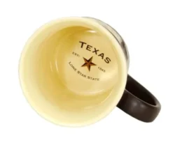 Texas Emblem 18oz Ceramic Coffee Tea Mug Cup 5 Inches Long By 4.75 Inches Tall By 4 Inches In Diameter.