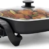 12 Inch Nonstick Electric Skillet - For Fry Bake Steam Simmer