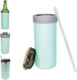 2-in-1 Stainless Steel Can Cooler Insulated For All 24&25 Oz Cans, Beer Can Cooler,seltzer Can Coozie, Can Insulator,and Work As A Iced Coffee Tumbler With Lid And Straw(Seafoam) -Kitchen Island Sale 3129YwQzISL. AC