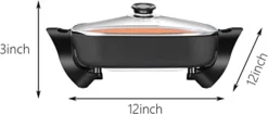 12 Inch Nonstick Electric Skillet - For Fry Bake Steam Simmer -Kitchen Island Sale 312Ii80s2vL