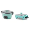 Cook Duo Healthy Ceramic Nonstick 6QT Slow Cooker, Turquoise & Healthy Ceramic Nonstick, 12" 5QT Square Electric Skillet, Turquoise