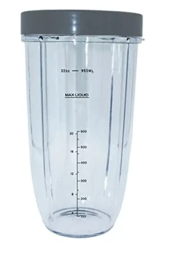 Replacement 32 Ounce Extra Large Cup Jar With Comfort Lip Ring, Compatible With Nutribullet 600W, 900W, NB-101B, NB-101S, NB-201, NBR-0601, NBR-1201, NB9-1301, 900 Pro Series Blenders