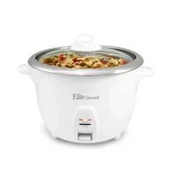 0-cup Rice Cooker With Stainless Steel Pot Silver White Ready Indicator Light