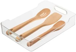 Cabinet/Drawer High Wall Storage Bin - 14" X 5", Clear/Gray, Ideal For Kitchen Organization, Pantry Storage, Fridge Organizing -Kitchen Island Sale 314JvuxwfcL. AC