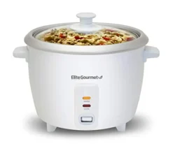 Cuisine ERC006 Electric Rice Cooker With Automatic Keep Warm Makes Soups, Stews, Grains, Hot Cereals, White, 6 Cups Cooked (3 Cups Uncooked