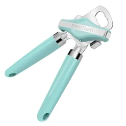 - Can Opener Manual, Safe Cut Heavy Duty Hand Can Opener With Magnetic Lifter, Stainless Steel With Sharp Blade Smooth Edge Can Opener, Easy Big Turn Knob, With Bottle Opener, Aqua Sky