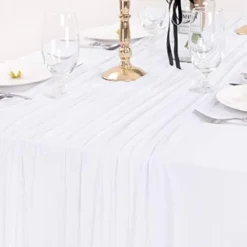 Champagne Cheesecloth Table Runner 35" X 120" Boho Gauze Table Runner 10FT Wrinkled Sheer Table Cloth For Wedding Bridal Baby Shower Party Backdrops Decor-6pcs -Kitchen Island Sale 316CN nPUQL. AC