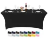 6Ft Table Cover Table Cloths For Parties Spandex Party Patio Fitted Table Covers For 6 Foot Tables Rectangle Tablecloths In Bulk For Wedding(Black)