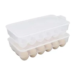 Plastic Egg Containers With Lid, 2 Pack Egg Holder Refrigerator Organizer Bin Tray