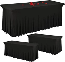 3 Pack Stretch Tablecloth Spandex Table Skirts For Rectangle Tables Washable Wrinkle Resistant Table Covers 6ft And Fitted Table Skirts For Tradeshows,Banquets Or Restaurants,Parties,Events (Black) -Kitchen Island Sale 3172CqWoXL. AC