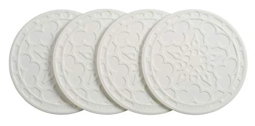 Le Creuset Silicone French Coasters, Set Of 4 - 4" Diameter , White 1 Le Creuset Silicone French Coasters, Set Of 4 - 4" Diameter , White