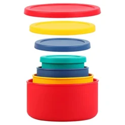 Silicone Food Storage Container Lunch Box,4 Pcs Nestable Silicone Food Holders, Reusable Food Storage Box, Mixed Colors,for Microwave And Dishwasher