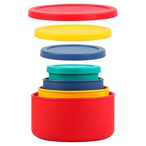 Silicone Food Storage Container Lunch Box,4 Pcs Nestable Silicone Food Holders, Reusable Food Storage Box, Mixed Colors,for Microwave And Dishwasher 1 Silicone Food Storage Container Lunch Box,4 Pcs Nestable Silicone Food Holders, Reusable Food Storage Box, Mixed Colors,for Microwave And Dishwasher
