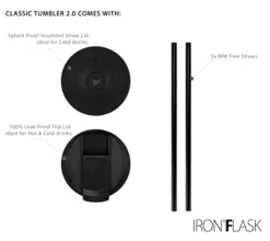 Tumbler With Lid And Straw 2.0-32 Oz, 2 Lids - Airtight Leak-Proof, Durable Stainless Steel Bottle - Double Walled, Hot & Cold Insulated Thermo Tumblers - Coffee & Water Travel Mug -Kitchen Island Sale 319G5DJC70L