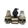 Of Wonders Forevermore Flavor Raven Salt And Pepper Shaker Set | Gothic Kitchen Home Decor | Skull And Black Crow Decorative Figurine Statue | Gothic Spice Holder Jars -