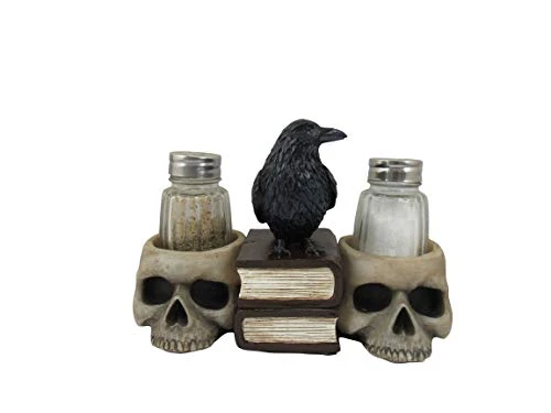 Of Wonders Forevermore Flavor Raven Salt And Pepper Shaker Set | Gothic Kitchen Home Decor | Skull And Black Crow Decorative Figurine Statue | Gothic Spice Holder Jars - 1 Of Wonders Forevermore Flavor Raven Salt And Pepper Shaker Set | Gothic Kitchen Home Decor | Skull And Black Crow Decorative Figurine Statue | Gothic Spice Holder Jars -