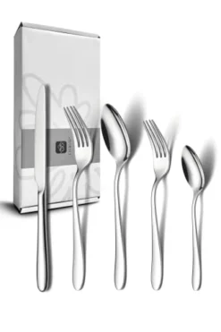 40 Piece Silverware Set For 8, Stainless Steel Flatware Set, Cutlery Set With Mirror Finish, Dishwasher Safe, Modern Kitchen Forks, Spoons, Knives, Eating Utensil Set