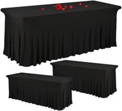 3 Pack Stretch Tablecloth Spandex Table Skirts For Rectangle Tables Washable Wrinkle Resistant Table Covers 6ft And Fitted Table Skirts For Tradeshows,Banquets Or Restaurants,Parties,Events (Black) -Kitchen Island Sale 31BnTYNBUXL. AC
