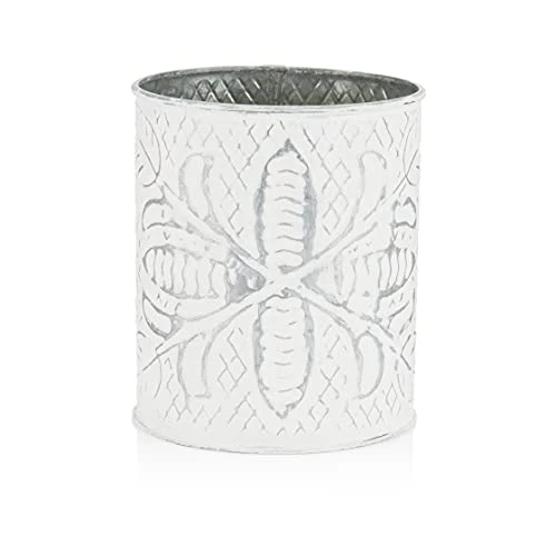 Galvanized Farmhouse Kitchen Utensil Holder For Countertop, Distressed White Cooking Utensil Holder For Kitchen Counter, Large Utensil Crock With Vintage Floral Pattern – Large Size 1 Galvanized Farmhouse Kitchen Utensil Holder For Countertop, Distressed White Cooking Utensil Holder For Kitchen Counter, Large Utensil Crock With Vintage Floral Pattern – Large Size