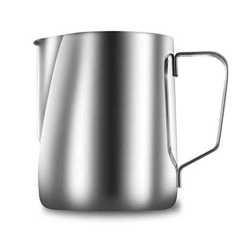 Stainless Steel Milk Frothing Pitcher 20 Oz (600 Ml) Espresso Steaming Coffee Barista Craft Latte Cappuccino Milk Cream Frother Cup Pitcher Milk Jug Coffee Maker Espresso Machines, Polished Finished 1 Stainless Steel Milk Frothing Pitcher 20 Oz (600 Ml) Espresso Steaming Coffee Barista Craft Latte Cappuccino Milk Cream Frother Cup Pitcher Milk Jug Coffee Maker Espresso Machines, Polished Finished