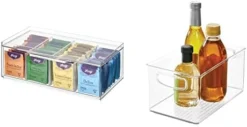 IDesign Crisp BPA-Free Plastic Stackable Tea Bag Organizer - 12.59" X 6.23" X 4.57" & Recycled Plastic Lazy Susan Turntable Organizer The Linus Collection, 11.5", Clear -Kitchen Island Sale 31CqO1c NL. AC