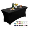 Black 6FT Stretch Spandex Table Cover Washable And Wrinkle Resistant Kitchen Spandex Tablecloth Fitted Rectangular Table For Party,Banquet,Weddings,Cocktail And Festival