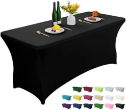 Black 6FT Stretch Spandex Table Cover Washable And Wrinkle Resistant Kitchen Spandex Tablecloth Fitted Rectangular Table For Party,Banquet,Weddings,Cocktail And Festival -Kitchen Island Sale 31Cx1YA8BSL. AC