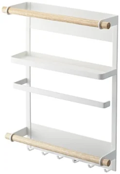 Yamazaki Home Tosca Magnetic Kitchen Storage Rack – Refrigerator Organizer Wall Holder