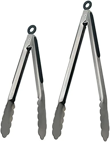 Et Of 9-inch And 12-inch Stainless Steel Kitchen Tongs With Locking, Metal Cooking Tongs With Non-Slip Grip,Perfect For Grilling, Barbecue (BBQ) And More (9" & 12") 5 Et Of 9-inch And 12-inch Stainless Steel Kitchen Tongs With Locking, Metal Cooking Tongs With Non-Slip Grip,Perfect For Grilling, Barbecue (BBQ) And More (9" & 12") - Image 5