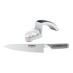 Global Knives 8" Chef's Knife (G-2) With 220/GB Knife Sharpener Set