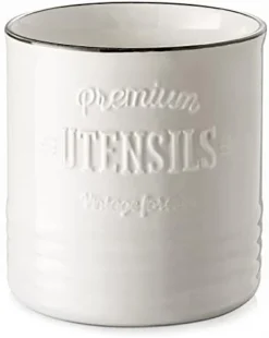 Kitchen Utensil Holder, 7.2″ Extra-Large Ceramic Stable Utensil Caddy, Rustic Cooking Utensil Crock For Farmhouse Kitchen Décor With Countertop-Protection Cork Bottom, Counter Utensil Organizer -Kitchen Island Sale 31ETMtpHprL. AC