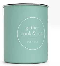 White Utensil Holder For Kitchen Countertop, Farmhouse Metal Utensil Crock, Rustic Country Decorative Kitchen Utensil Caddy Large, 5.5x6.75 -Kitchen Island Sale 31GB966faL. AC