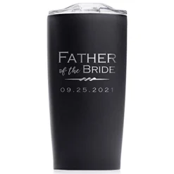 Engraved Personalized Father Of The Bride Tumbler (Matte Black) 20 Oz - Stainless Steel Coffee Travel Mug, Father Of The Bride Gift