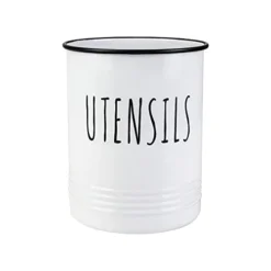 Kitchen Utensil Holder For Countertop, Vintage Farmhouse Metal Utensil Crock, Large Cooking Utensil Storage Caddy Organizer For Kitchen Decor