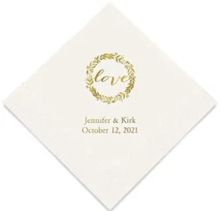 Eddingstar Personalized Printed Paper Napkins 3-Ply 50 Pack - Cocktail White