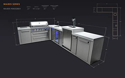 400-D90KEGBEV 90 Degree 32-Inch 4-Burner 78000 BTU Deluxe Stainless Steel Island Outdoor Kitchen Gas Barbecue Grill W/ Wine Cooler Beverage Refrigerator & 3 Beer Tap Kegerator Dispenser 3 400-D90KEGBEV 90 Degree 32-Inch 4-Burner 78000 BTU Deluxe Stainless Steel Island Outdoor Kitchen Gas Barbecue Grill W/ Wine Cooler Beverage Refrigerator & 3 Beer Tap Kegerator Dispenser - Image 3