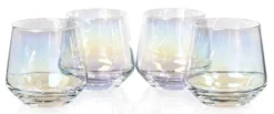 12 Fl Oz Electroplated Stemless Wine Glasses Set Of 4 With Rainbow Effect