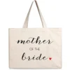 Prazoli Mother Of The Bride Tote Bag - Mother Of The Bride Gifts , Bridal & Bachelorette Gifts For Bride Mother , Mother Gifts For Wedding Day Bag , Reusable Bags Wedding , Mrs Bag & Bride Beach Bag