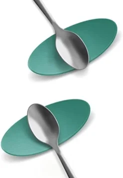 Carrotez Small Silicone Coffee Spoon Rest 2 Pcs (0.2" X 1.6" X 3.74"), Spoon Holder Flexible Almond-Shaped For Next To Coffee Maker - Kitchen Utensil Rest, Deep Grey -Kitchen Island Sale 31O 98N 0IL. AC