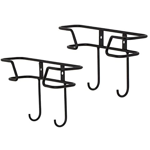MyGift Wall Mounted Matte Black Metal Plate Display Rack With Hanging Hooks For Teacups And Mugs, Decorative Plate Holder Stand With Cup Hooks, Set Of 2 5 MyGift Wall Mounted Matte Black Metal Plate Display Rack With Hanging Hooks For Teacups And Mugs, Decorative Plate Holder Stand With Cup Hooks, Set Of 2 - Image 5